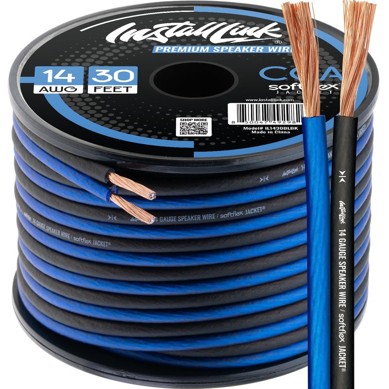 Install Link 14 AWG Gauge Speaker Wire Cable (30 Feet) Stereo, Car or Home Theater, CCA - Image 1
